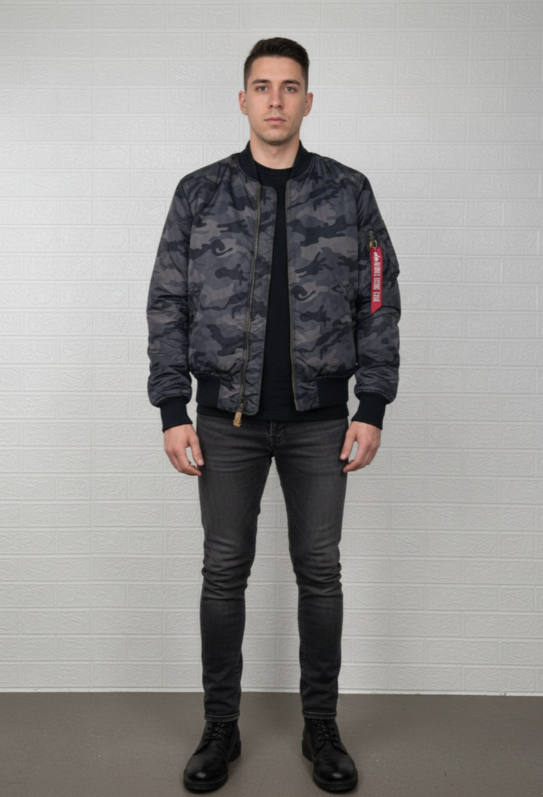 Alpha Industries Men's MA-1 Bomber Jacket – Camouflage, Large