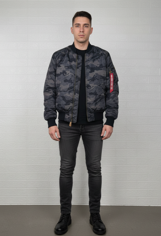 Alpha Industries Men's MA-1 Bomber Jacket – Camouflage, Large