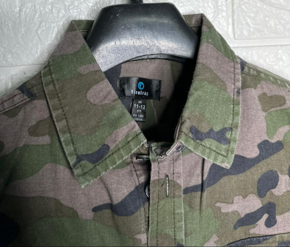 Firetrap Kid’s Shirt – Camo Print Short Sleeve Casual Wear