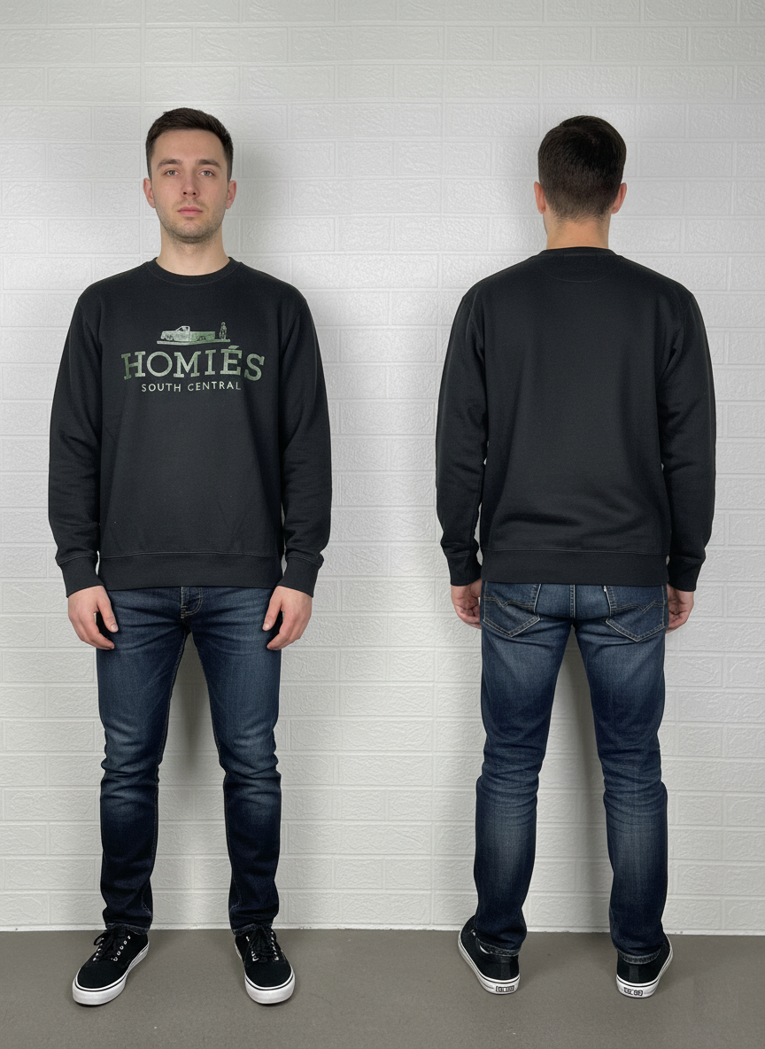 BLTEE Homies South Central Black Sweatshirt – Size Medium, Streetwear Pullover