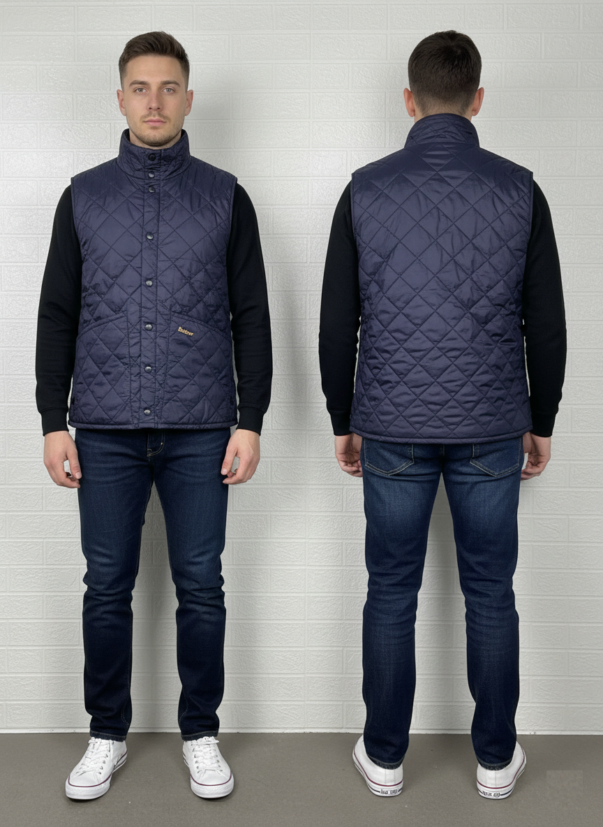Barbour Quilted Vest Men’s XXL Navy Blue Gilet Outdoor Hunting Countrywear