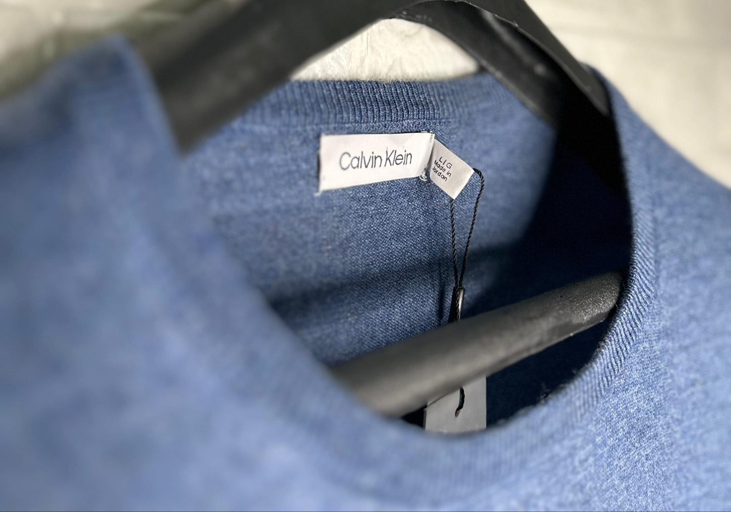 Calvin Klein Jeans Ribbed Crewneck Sweater L - Dark Blue Striped Pullover