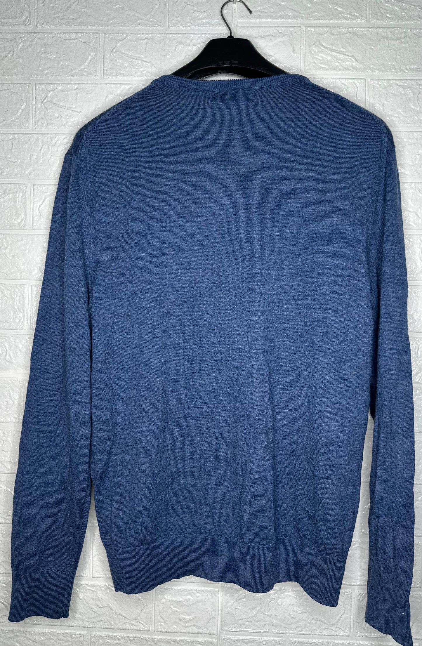 Calvin Klein Jeans Ribbed Crewneck Sweater L - Dark Blue Striped Pullover