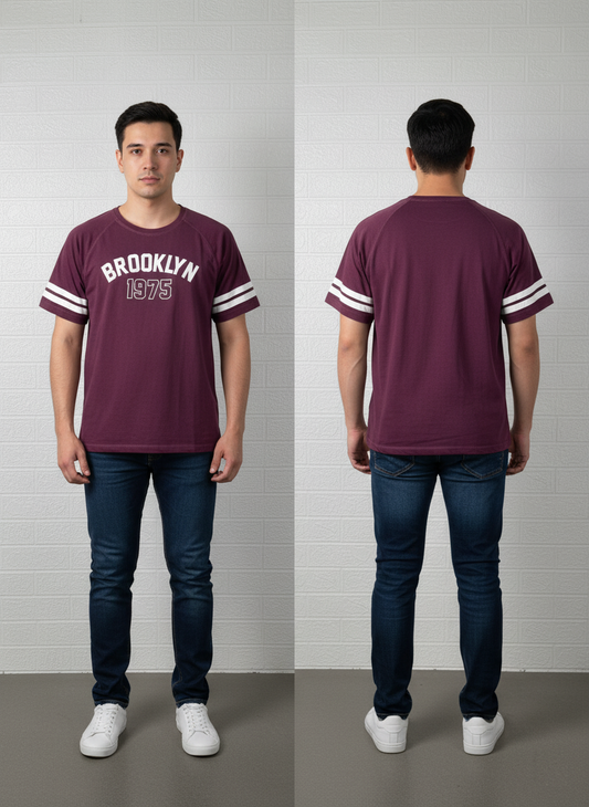 Brooklyn 1975 Varsity T-Shirt | Retro Sports Style Tee | Maroon College Graphic Shirt | Large Size