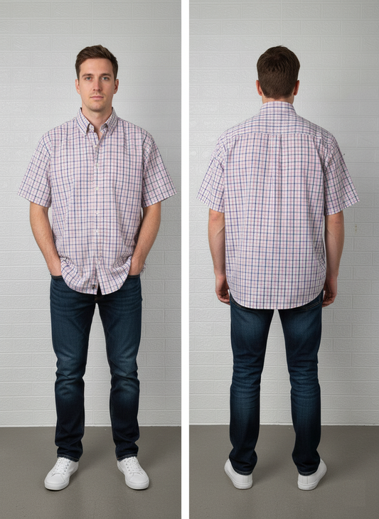 Brooks Brothers XL Dress Shirt | Pink & Blue Plaid | 100% Cotton Classic Fit | Original Polo Shirt | Made in Malaysia | Pre-Owned