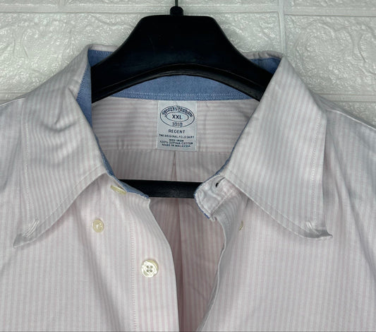 Brooks Brothers Regent Fit Original Polo Dress Shirt | Pink & White Stripe | Size XXL 1818