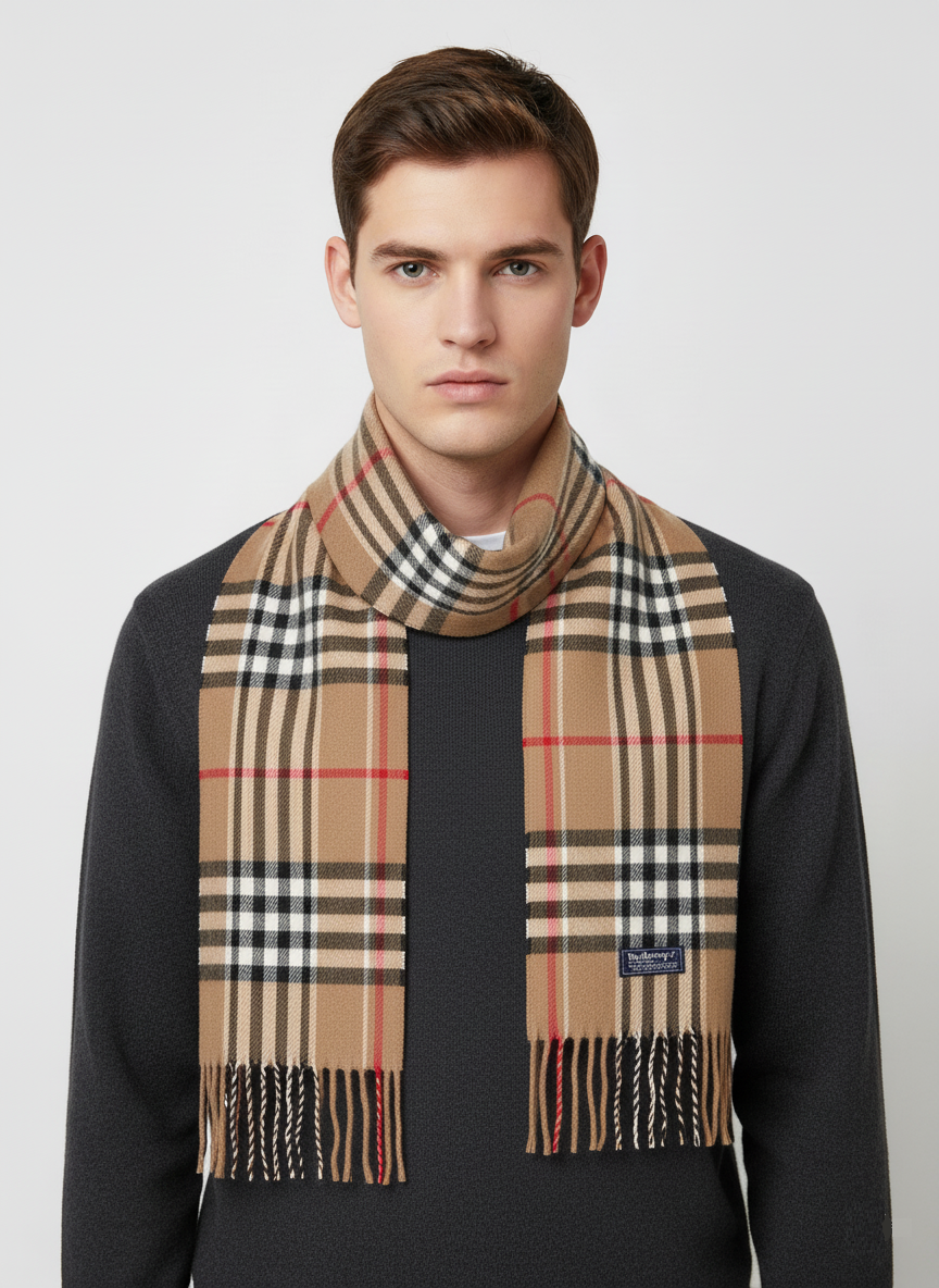 Burberry  Classic Checkered Muffler - Beige, Black, and White Scarf