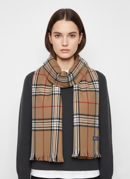 Burberry  Classic Checkered Muffler - Beige, Black, and White Scarf
