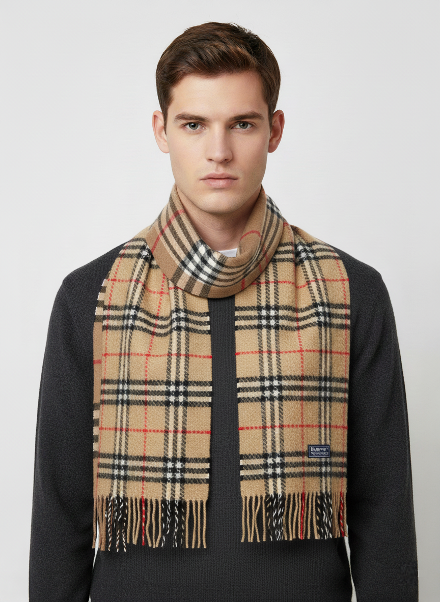 Burberry Classic Checkered Muffler - Camel, Black, and White Scarf
