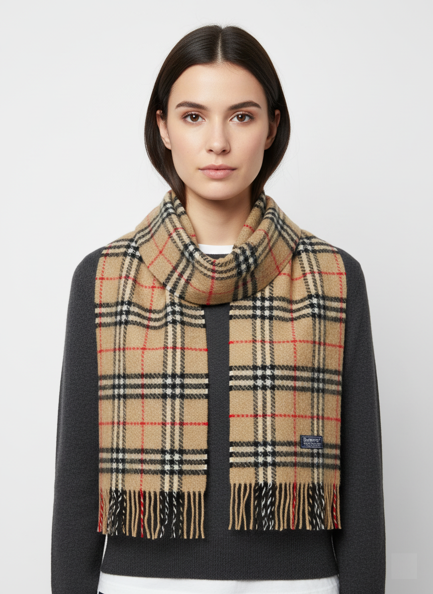 Burberry Classic Checkered Muffler - Camel, Black, and White Scarf