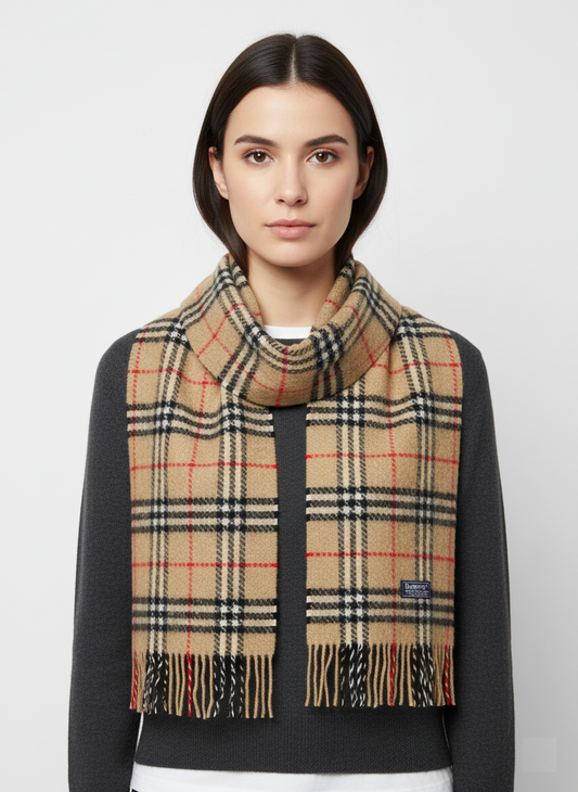 Burberry Classic Checkered Muffler - Camel, Black, and White Scarf