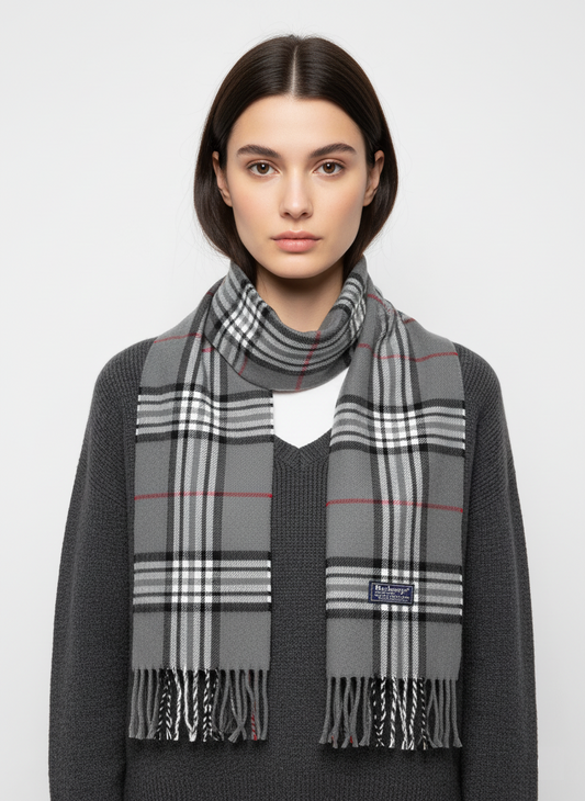 Burberry Classic Checkered Muffler - Grey, Black, and White Wool Scarf
