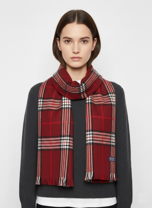 Burberry  Classic Checkered Muffler - Maroon, Black, and White Scarf