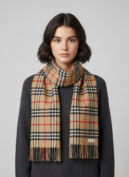 Burberrys Beige Check Scarf