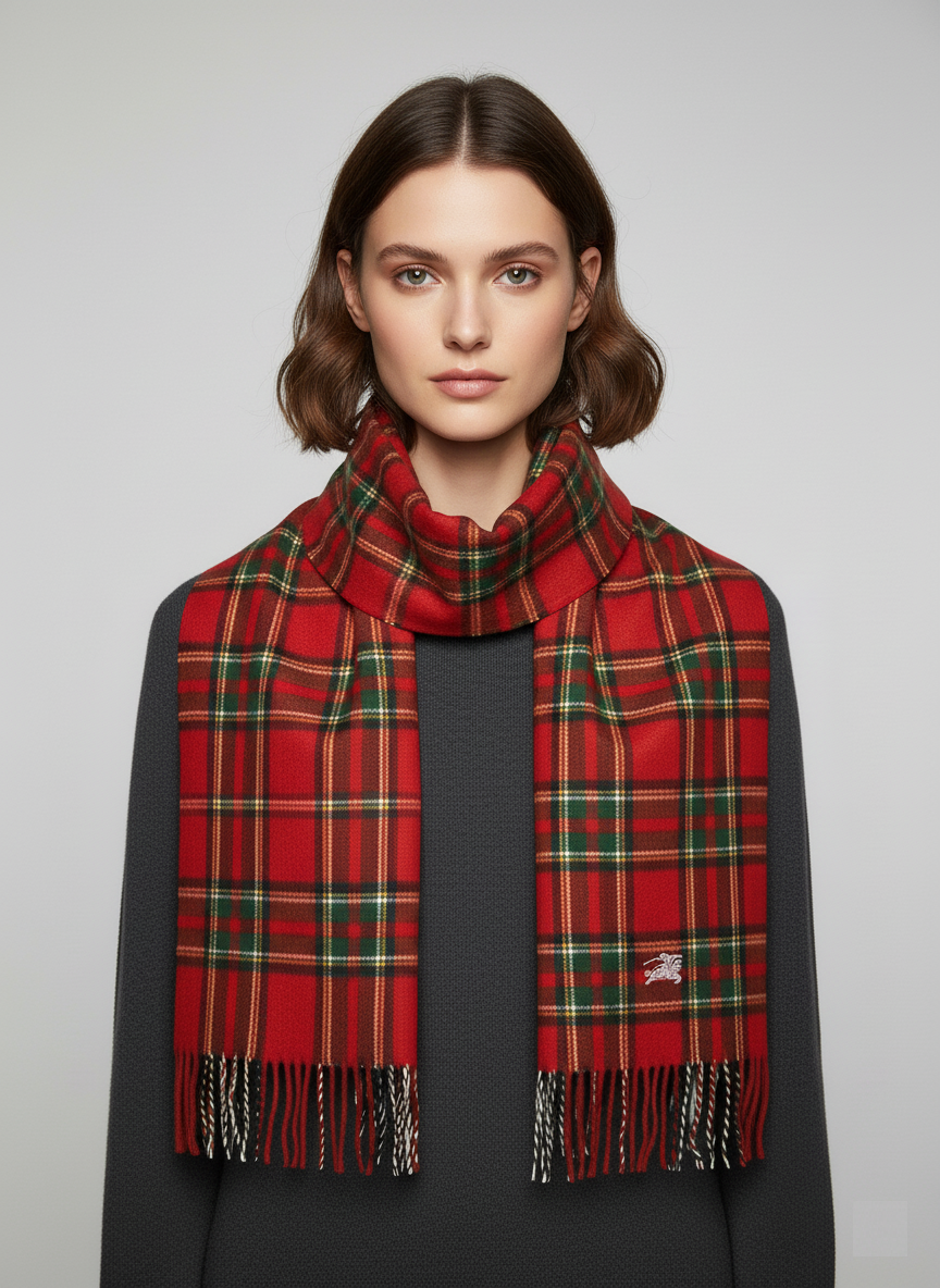 Burberrys Red Check Scarf