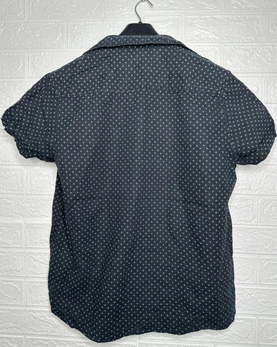 Cedarwood State Men’s Shirt – Black Geometric Printed Short Sleeve