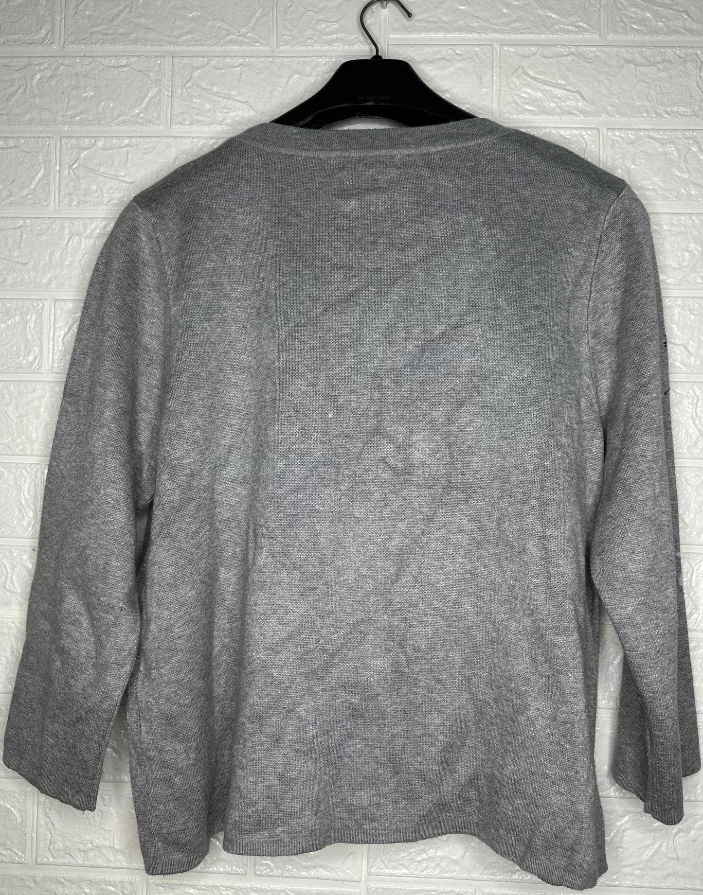 Calvin Klein Floral Embroidered Sweatshirt Medium - Grey Graphic Pullover for Women