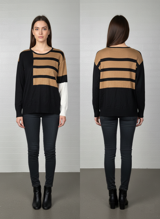 Calvin Klein Color Block Sweater M - Multi-Colored Knit Pullover