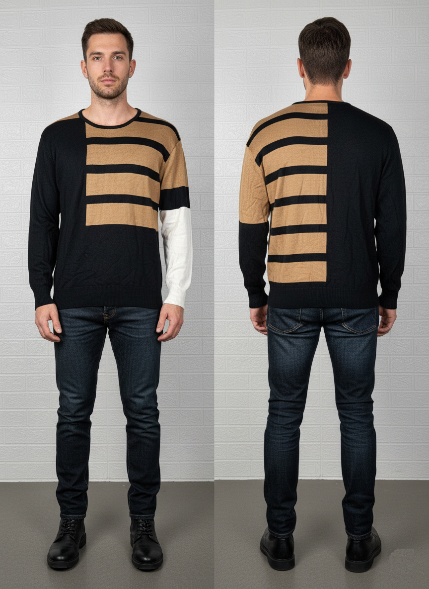 Calvin Klein Color Block Sweater M - Multi-Colored Knit Pullover