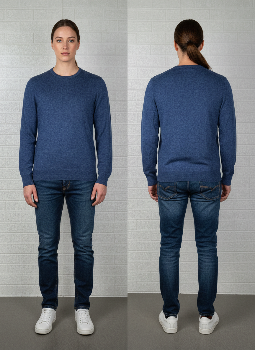 Calvin Klein Jeans Ribbed Crewneck Sweater L - Dark Blue Striped Pullover