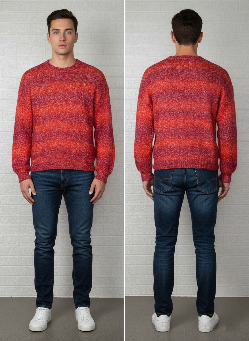 Calvin Klein Jeans Ribbed Sweater M - Red Logo Pullover