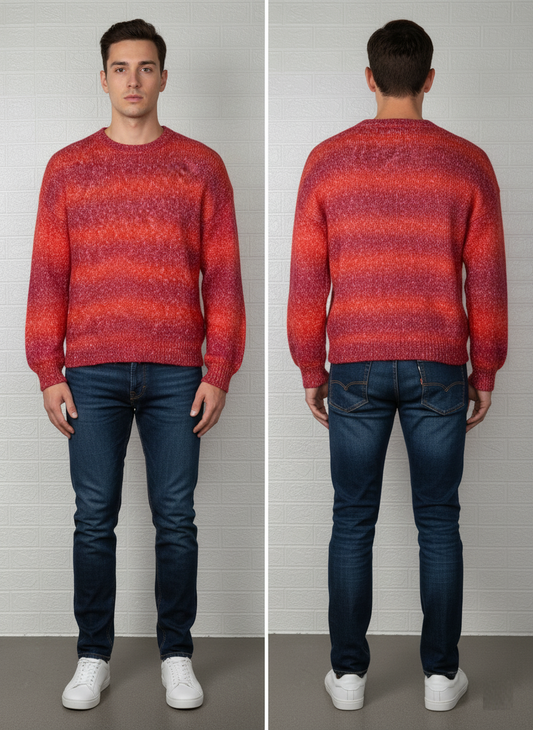 Calvin Klein Jeans Ribbed Sweater M - Red Logo Pullover