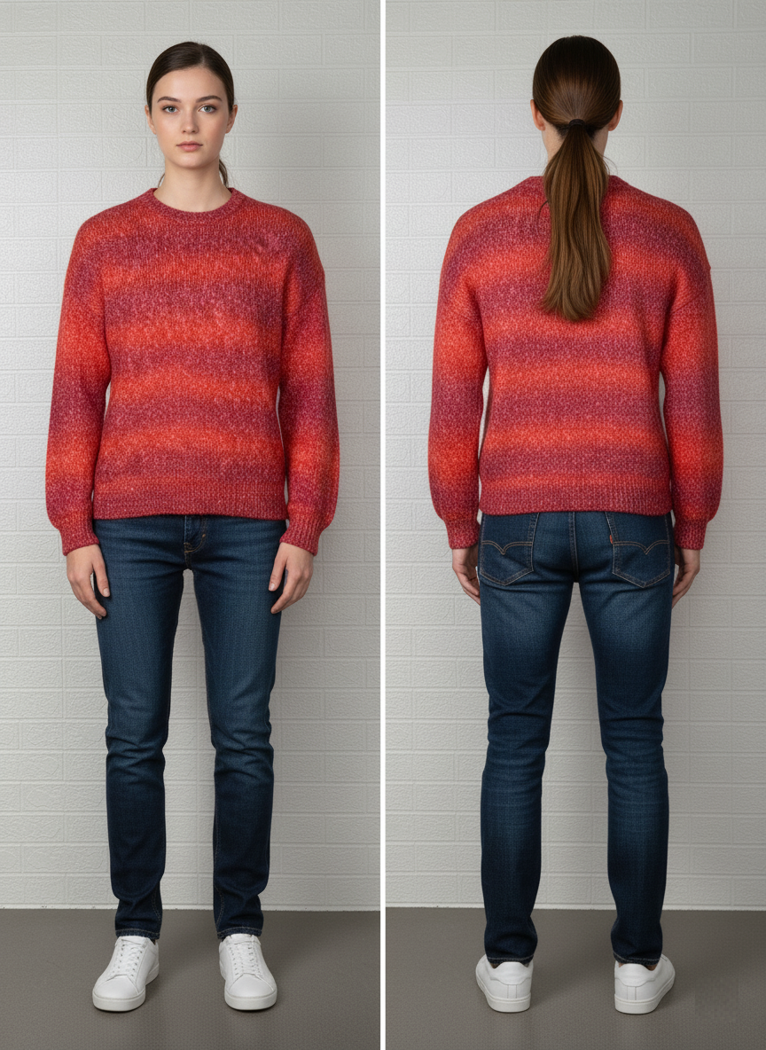 Calvin Klein Jeans Ribbed Sweater M - Red Logo Pullover