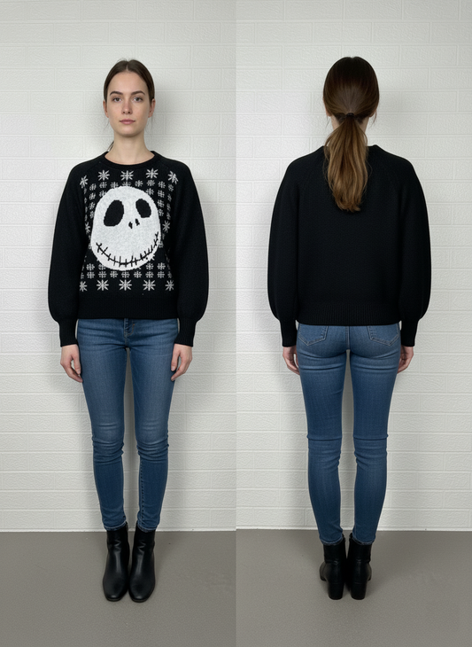 Calvin Klein Jeans Ribbed Sweater XS - Black Logo Pullover