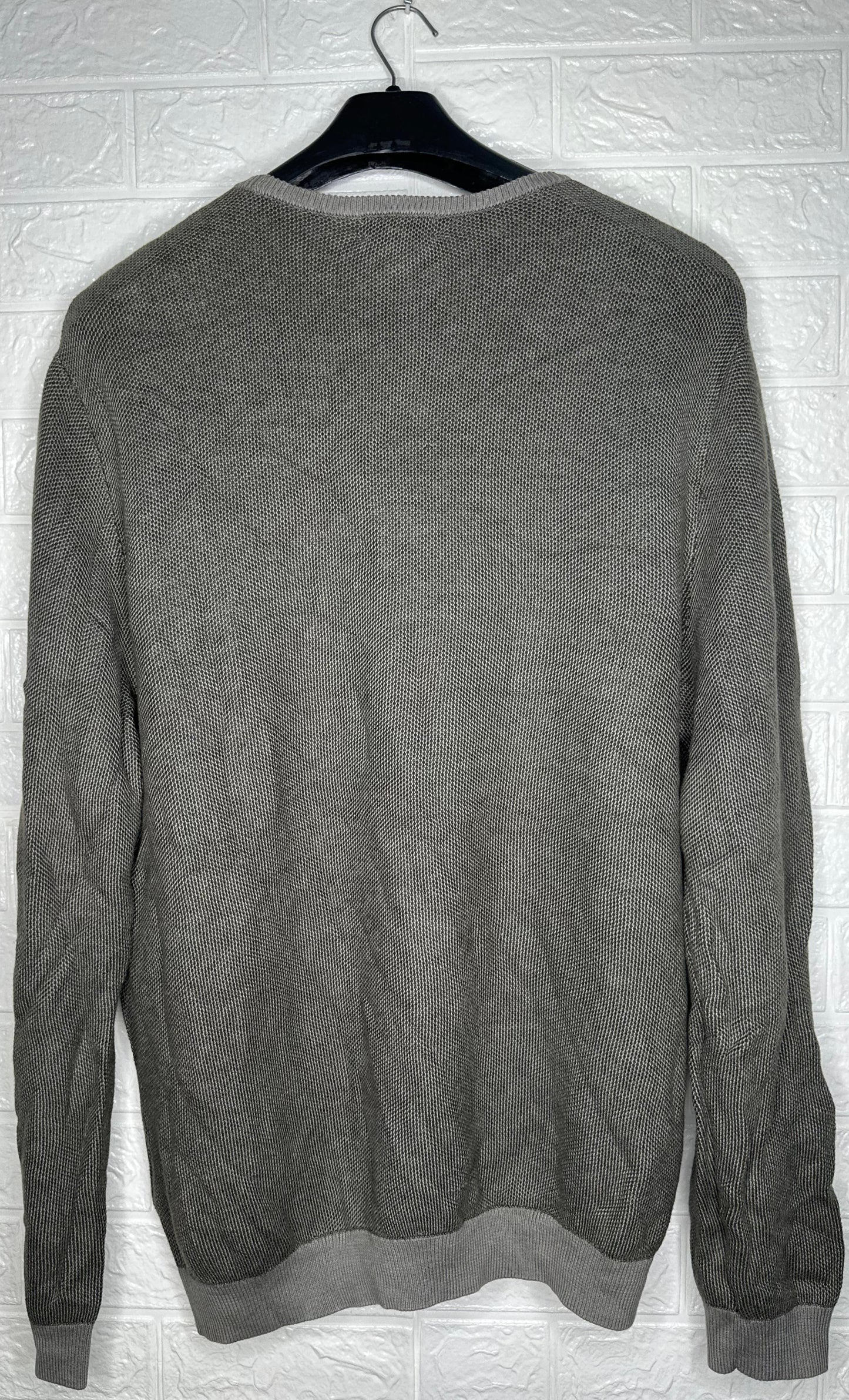 Calvin Klein Textured Knit Pullover XL - Grey Crewneck Sweater for Men