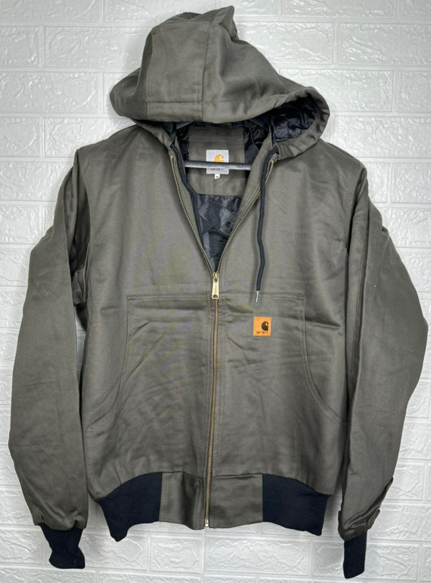 Carhartt Men’s Jacket – Gray Quilted Full-Zip Hoodie