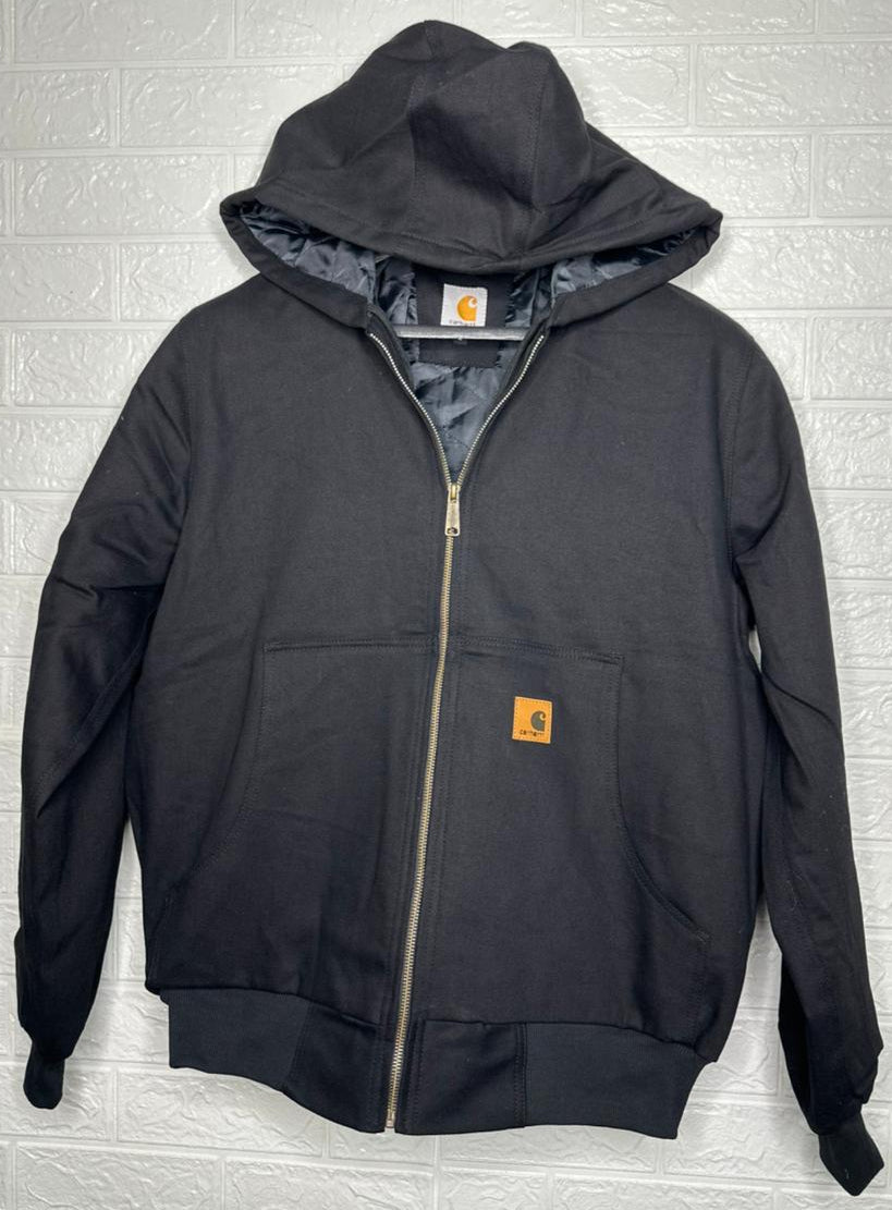 Carhartt Men’s Jacket – Black Quilted Full-Zip Hoodie