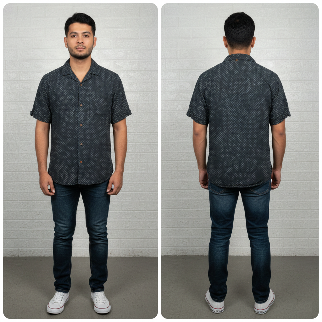 Cedarwood State Men’s Shirt – Black Geometric Printed Short Sleeve