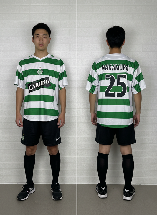 Celtic FC Carling Sponsor Jersey – Green & White Hoops – Free Size