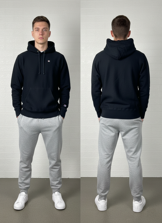Champion Black Reverse Weave Hoodie M - Classic Logo Pullover
