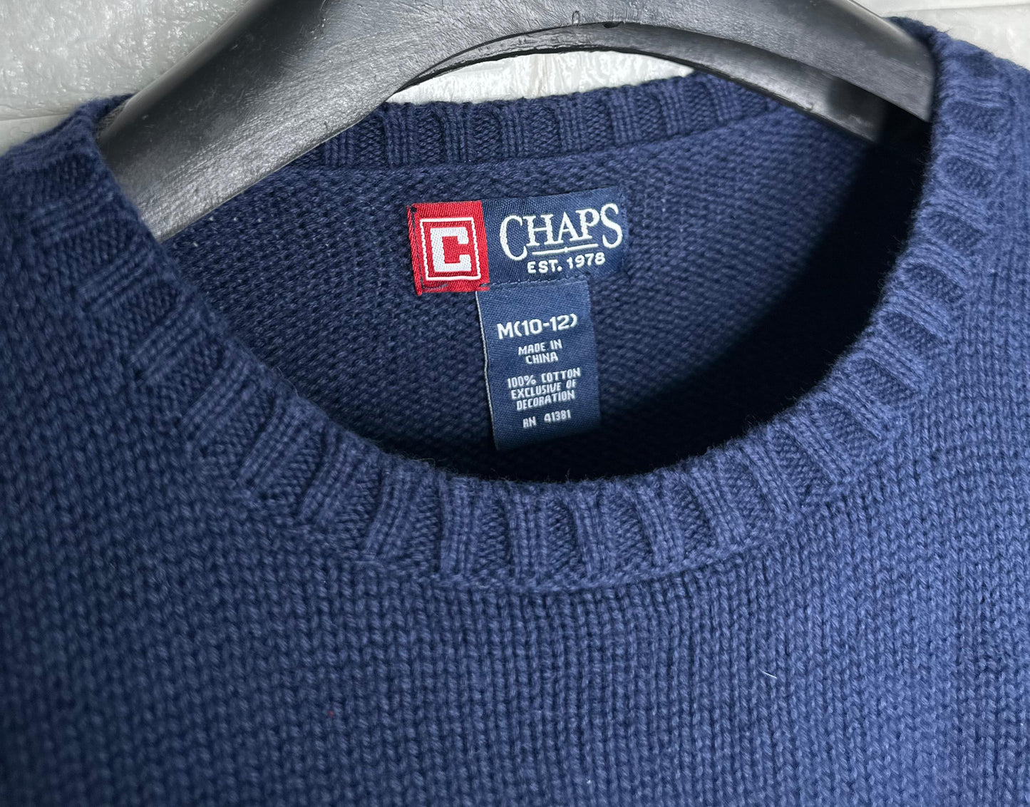 Chaps Ralph Lauren Women's Crewneck Sweater – Navy Blue, M (10-12)