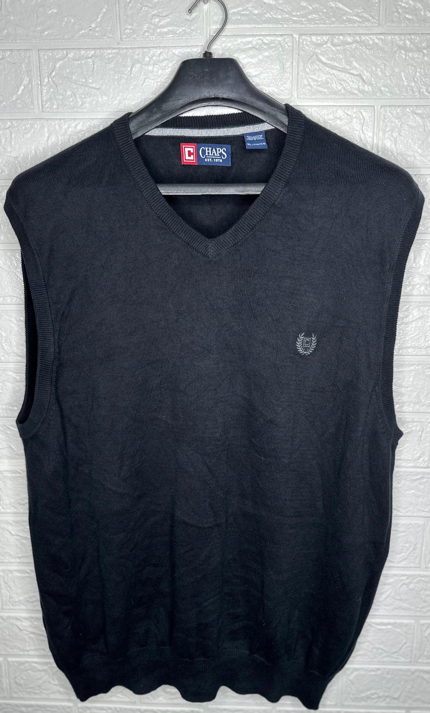 Chaps Ralph Lauren Men's Cable Knit Sweater Vest – Black, XL
