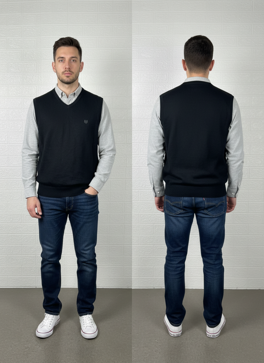 Chaps Ralph Lauren Men's Cable Knit Sweater Vest – Black, XL