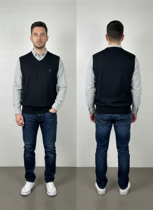 Chaps Ralph Lauren Men's Cable Knit Sweater Vest – Black, XL