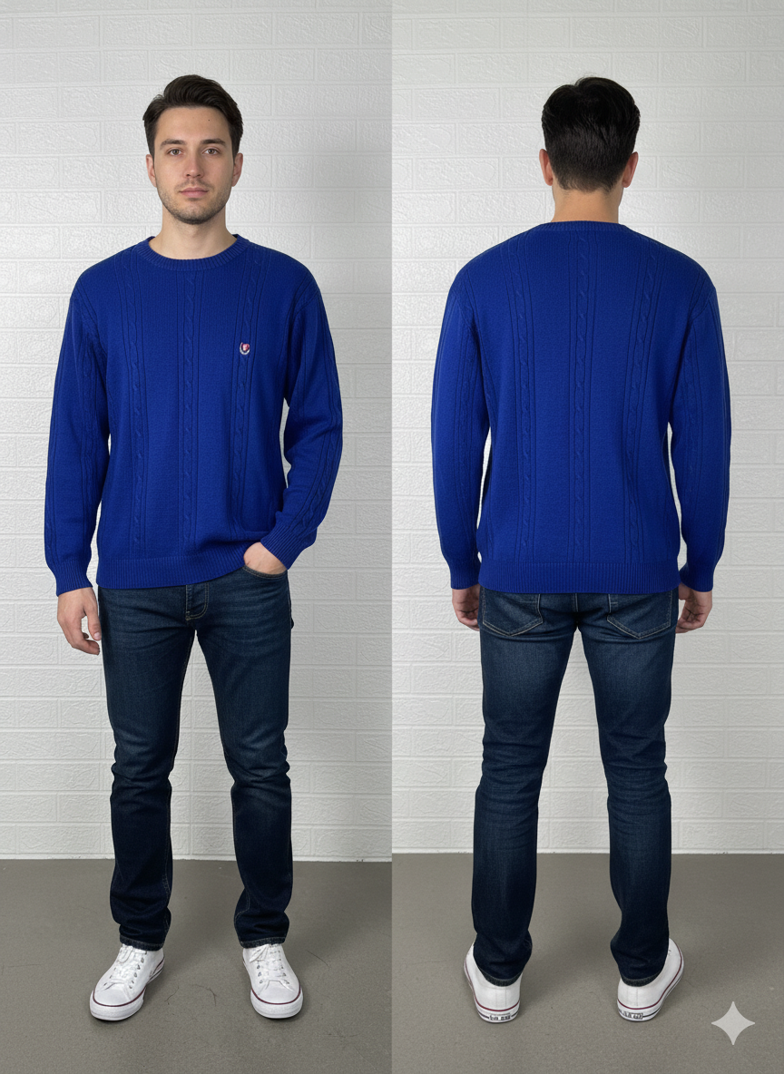 Chaps Ralph Lauren Men's Crewneck Sweater – Blue, Large