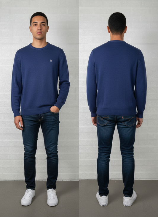 Chaps Ralph Lauren Men's Crewneck Sweater – Navy Blue, XL