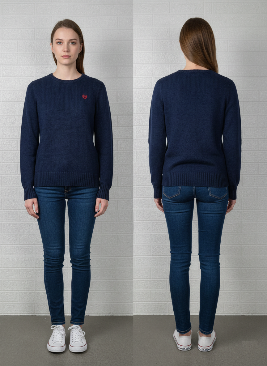 Chaps Ralph Lauren Women's Crewneck Sweater – Navy Blue, M (10-12)