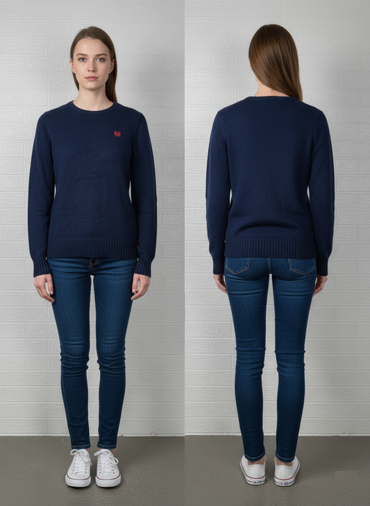 Chaps Ralph Lauren Women's Crewneck Sweater – Navy Blue, M (10-12)