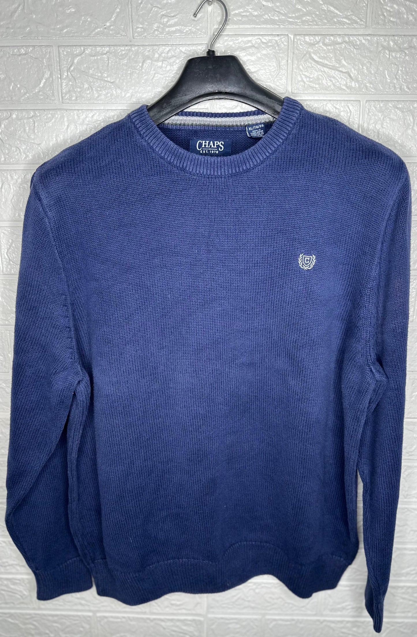 Chaps Ralph Lauren Men's Crewneck Sweater – Navy Blue, XL