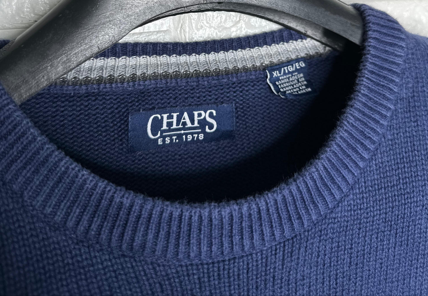 Chaps Ralph Lauren Men's Crewneck Sweater – Navy Blue, XL