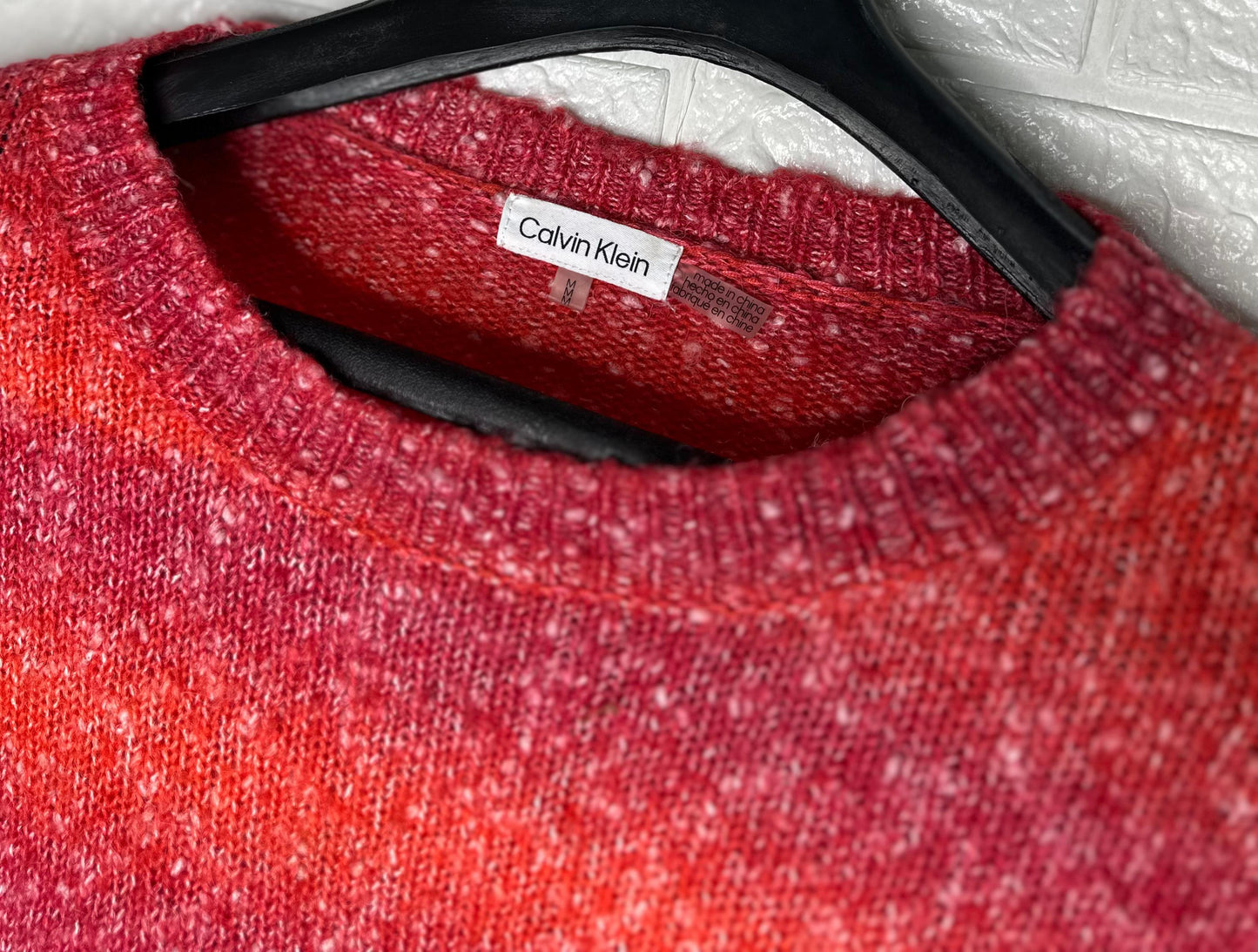 Calvin Klein Jeans Ribbed Sweater M - Red Logo Pullover