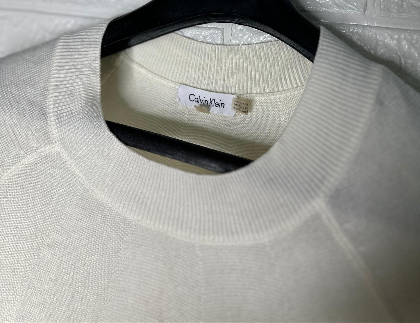 Calvin Klein Jeans Ribbed Sweater Large - Tan & Brown Crewneck Pullover