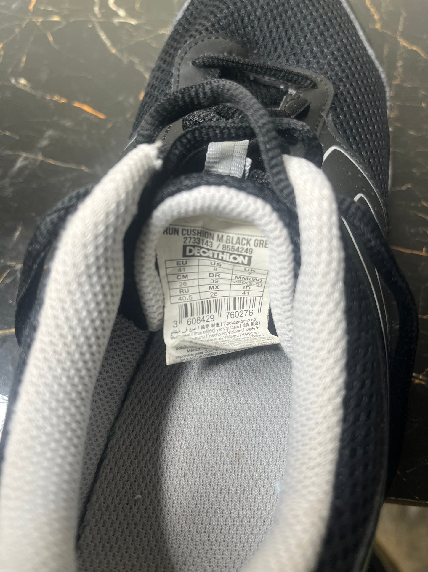 Decathlon Run Cushion M Black Grey – Lightweight Running Shoes EU 41 | UK 7 | US 8