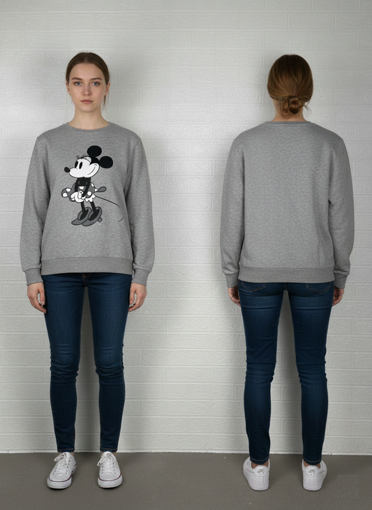 Disney Minnie Mouse Grey Sweatshirt – Size Large – Universal Size Pullover