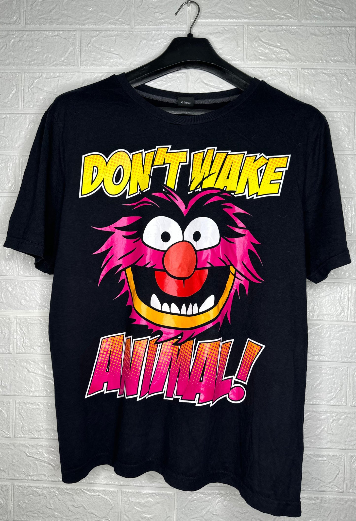 Disney "Don't Wake Animal!" Graphic T-Shirt Large - The Muppets Black Cartoon Tee
