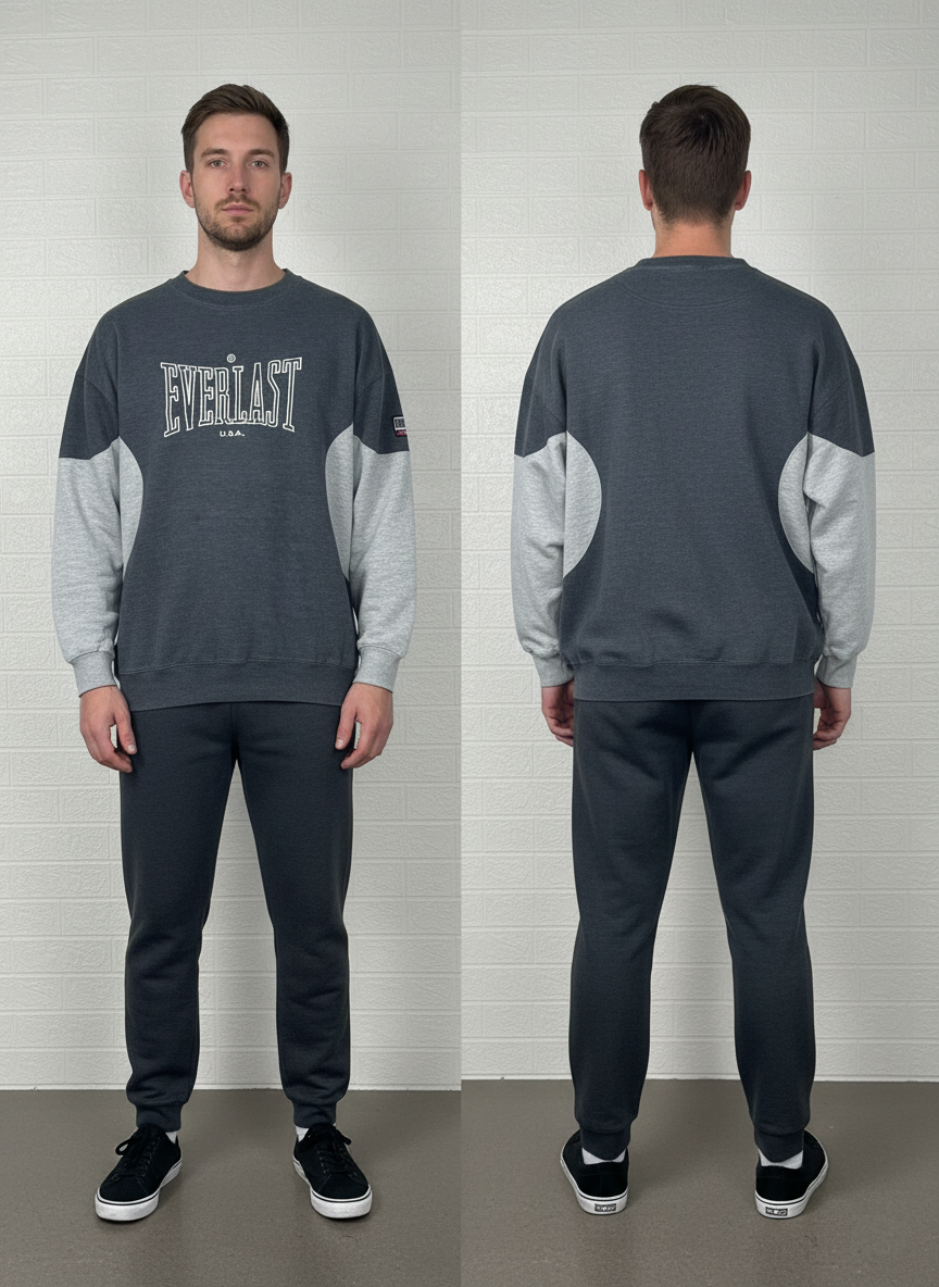 Everlast Men’s Crewneck Sweatshirt | Charcoal & Grey Colorblock | Sizes S–XL